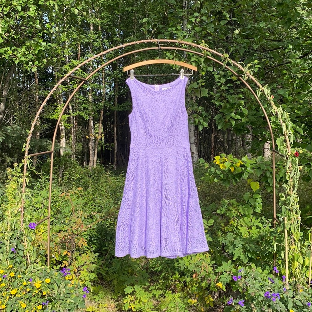Sz Small, Purple king fancy mid length dress